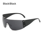 Neue Y2K Randlose Punk-Sonnenbrille Goggle Damen Herren Luxusmarke Wrap Around Sonnenbrille Fünf Sterne Eyewear Sport One Piece Shades