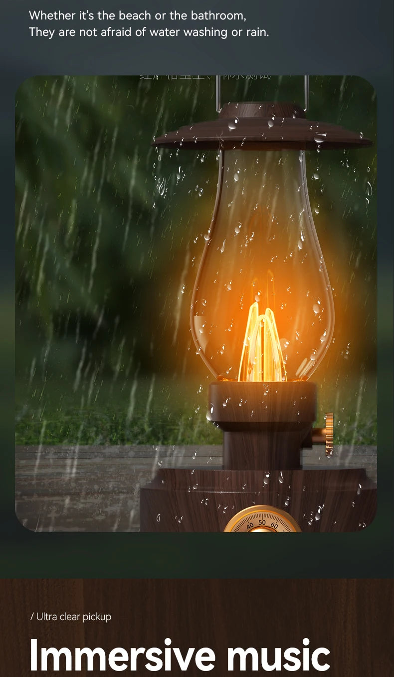 Retro Lampen-Stil Kabelloser Bluetooth-Lautsprecher mit Tragbarem FM-Radio und USB-Anschluss Bluetooth 5.3 Geeignet für Camping, Heimdekoration