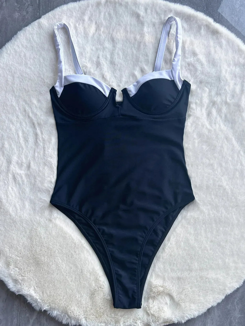 Damen Push Up Einteiliger Badeanzug Sexy Patchwork Monokini Bademode 2024 Badeanzug Strandmode Rückenfreier Badeanzug Schwimmanzug