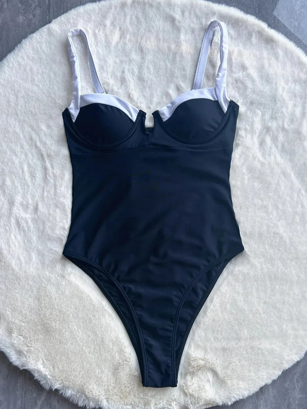 Damen Push Up Einteiliger Badeanzug Sexy Patchwork Monokini Bademode 2024 Badeanzug Strandmode Rückenfreier Badeanzug Schwimmanzug