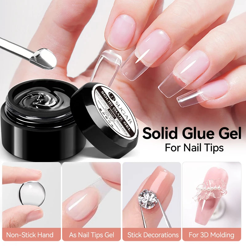 UR SUGAR 3tlg. Künstliche Nägel Set mit 420Stk. matten Soft Gel Tips Solid Glue Gel Entferner Schnelles Nagelverlängerungs-Kit Nagelpflege Starter-Set