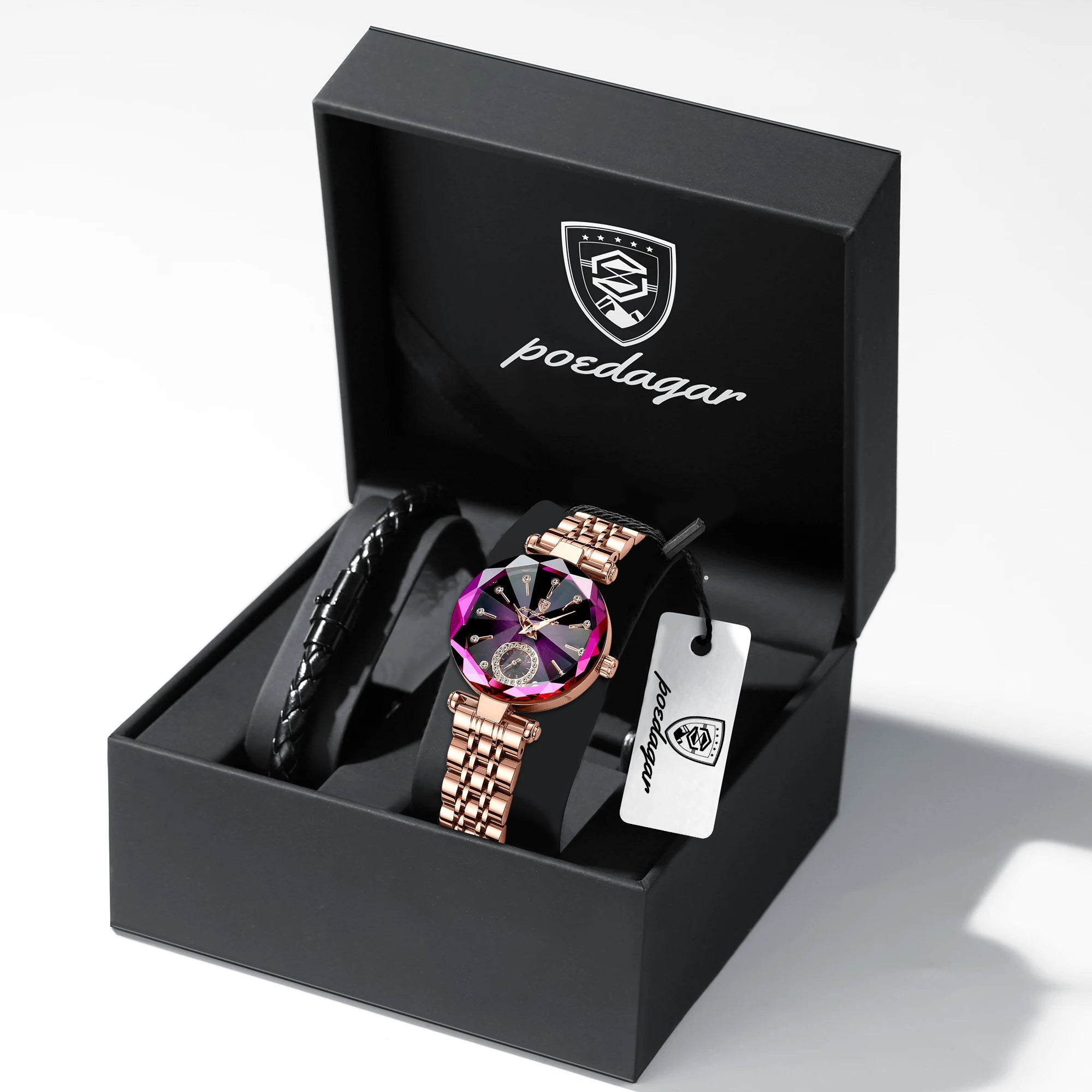 POEDAGAR Luxusuhr für Damen, wasserdicht, lässige Quarzuhr für Damen, hochwertige elegante Damenuhren, Damenuhr Reloj+Box