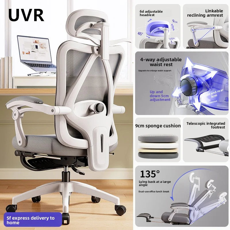 UVR Gaming Computer Stuhl Ergonomisches Design Möbel Feld Verstellbarer Drehstuhl Netz-Bürostuhl Heim- und Sportstuhl Zweitbild