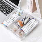 25tlg. Schubladen Organizer Set, durchsichtige Kunststoff-Schreibtischteiler, Behälter, Schlafzimmer-Kommode, Büro-Aufbewahrungsbox für Make-up, Schmuck, Gadgets