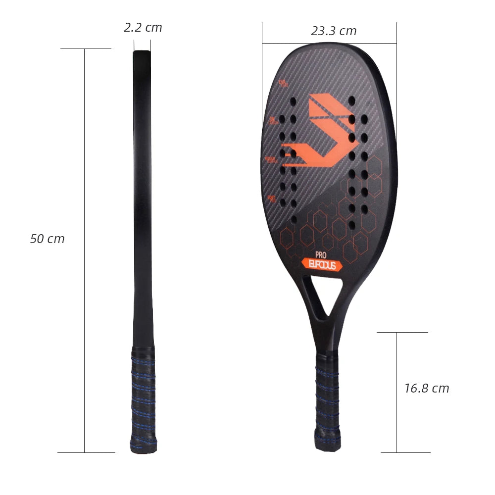 Vollcarbon 3K Faser Strandtennisschläger raue Oberfläche professioneller Schläger für Herren und Damen mit Schutzhülle