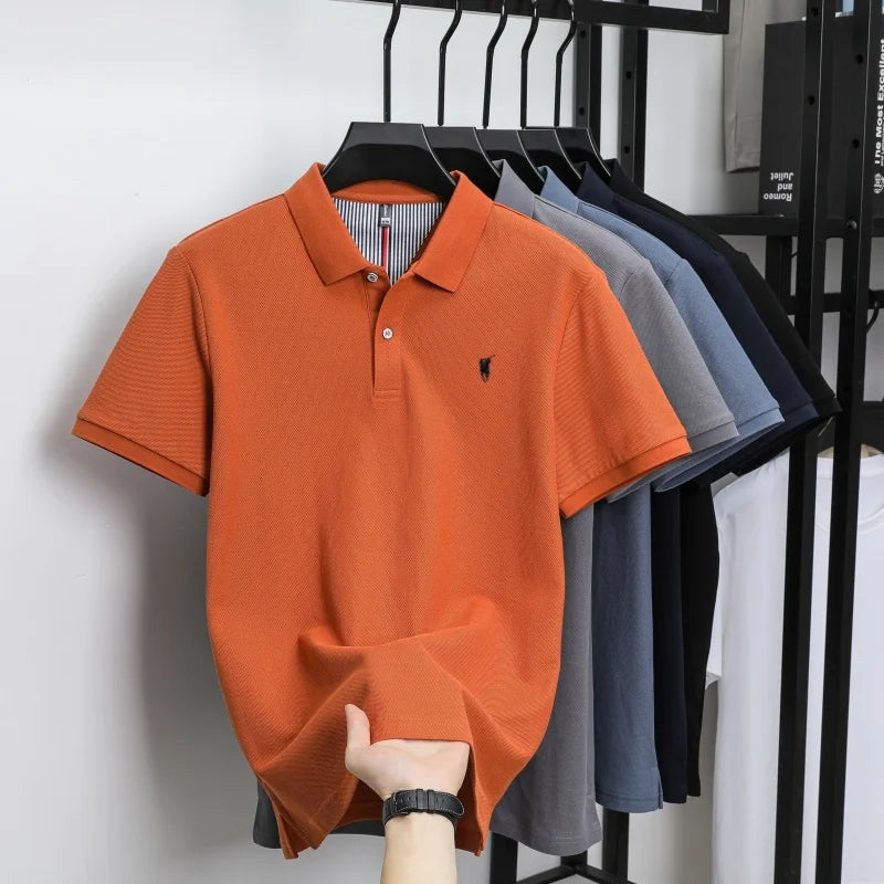 Polo-Shirt aus 100 % reiner Baumwolle, Kurzarm, High-End-Luxusmarke, Mode, Paul Pony Stickerei, Golf, Business Casual Herren T-Shirt