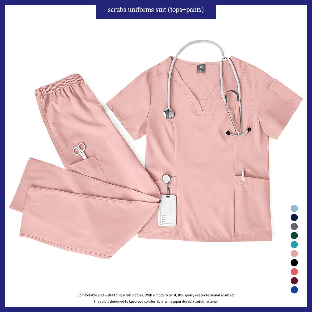 Niaahinn Scrubs Uniforms Sets Großhandel Medizinische Kasacks Stretch-Anzug Gesundheitswesen Pflegeuniform Unisex OP-Kasacks Damen Herren