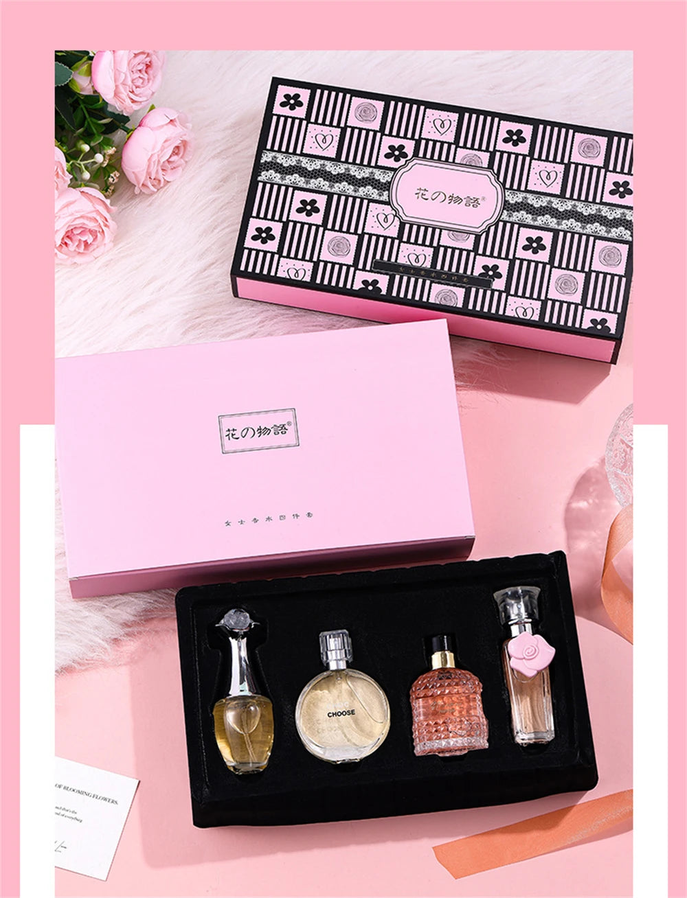 Marken-Geschenkbox 4-teiliges Set Parfüm Damen Parfum Femme 100ml Frischer natürlicher Blumenduft Spray Feminino Parfums De Mujer Originales
