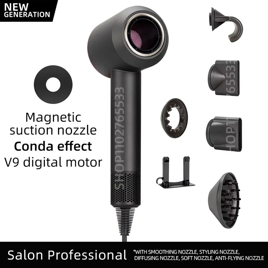 Ionen-Haartrockner 5 in 1 mit Diffusor Professionelle Haarpflegegeräte Damen Salon Friseur Blauer Haartrockner Super Haartrockner