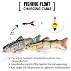 Automatischer Swimbait, elektrischer, robotergesteuerter Angelköder, 4-Segment, automatisch, mehrteiliger Köder, USB-wiederaufladbar, Wobbler, Pesca-Zubehör