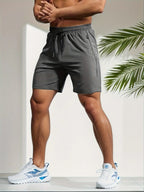 Herren-Shorts für sommerliches Fitnessstudio-Training, Laufen, Radfahren, schnell trocknend, atmungsaktiv, mit Kordelzug, Sporthose, Ausgeh-Outfit0428