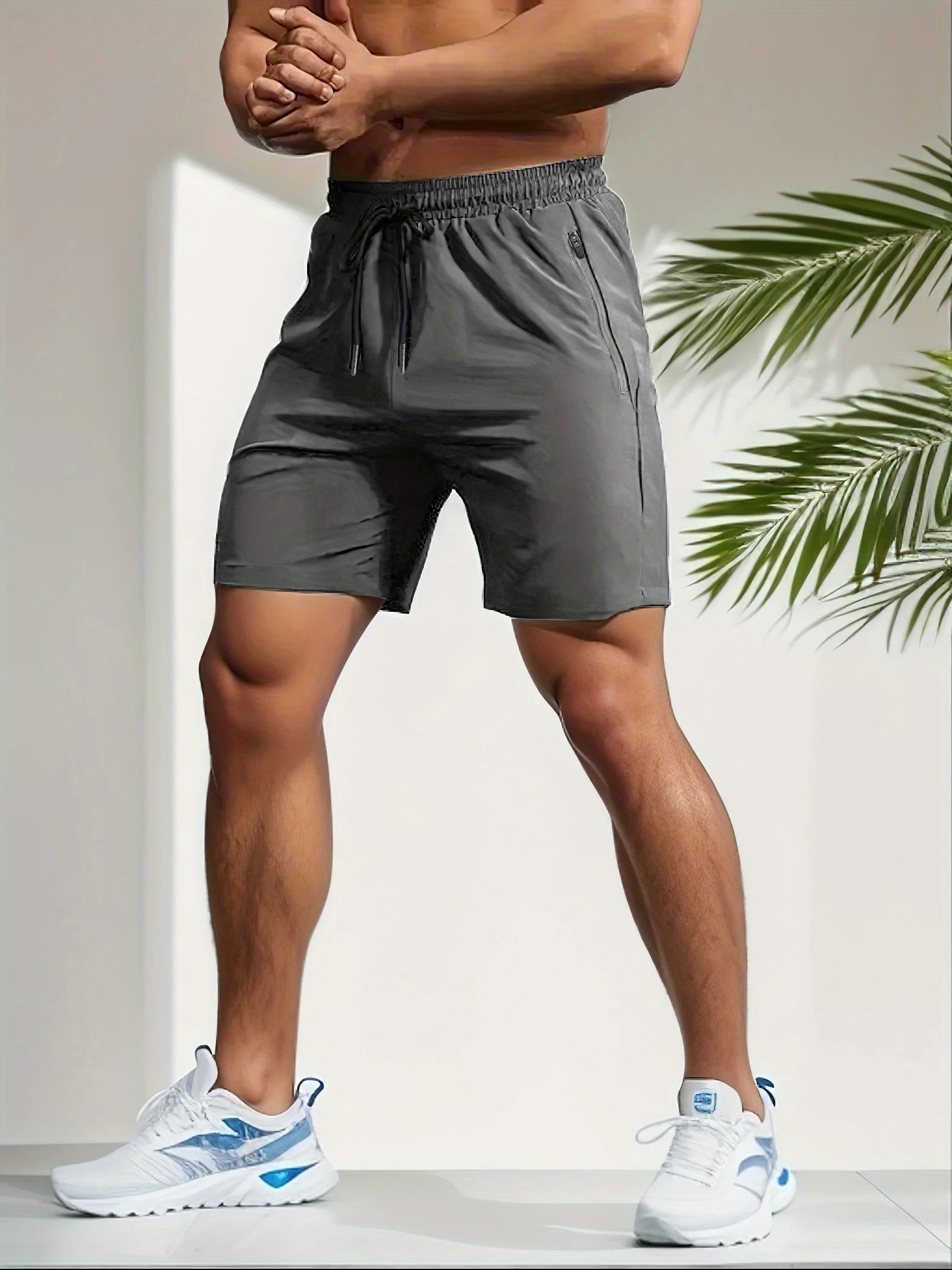 Herren-Shorts für sommerliches Fitnessstudio-Training, Laufen, Radfahren, schnell trocknend, atmungsaktiv, mit Kordelzug, Sporthose, Ausgeh-Outfit0428