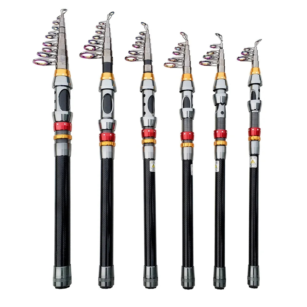 1.8-3.6m Kohlefaser Angelrute und Rollen-Set, superharte Teleskop-Angelrute, Spinnrollen-Set, max. Widerstand 3-8kg Pesca
