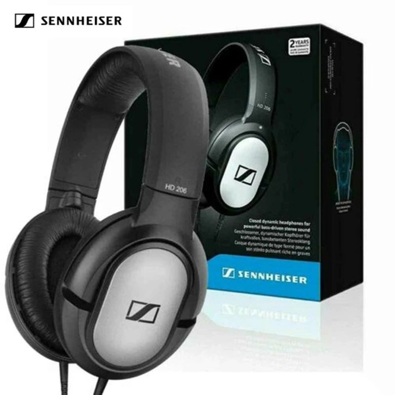 Sennheiser HD206 Over-Ear Kabelgebundene HiFi-Treiber Stereo-Bass Audiophile Kopfhörer Original Noise-Cancelling Monitoring Headset
