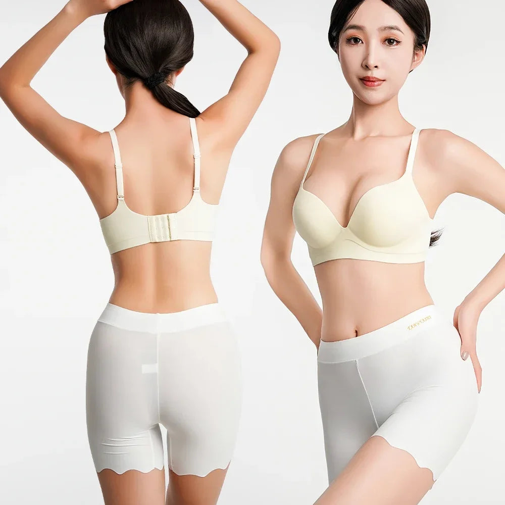 2er-Pack Nahtlose Sicherheits-Shorts Damen Eisseide Sommer Anti-Scheuer Unterwäsche Boxershorts Unterrock-Slip Übergröße Kurze Leggings 40-100kg