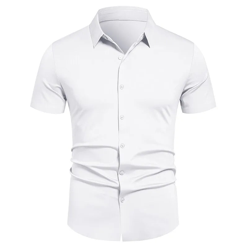 Herren Stretch Hemd Bügelfreie Hemden Regular Fit Kurzarm Stretch Business Casual Button-Down Hemden