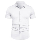 Herren Stretch Hemd Bügelfreie Hemden Regular Fit Kurzarm Stretch Business Casual Button-Down Hemden