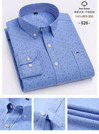 100 % Baumwolle Oxford Herrenhemden Langarm Kariert Weich Regular Fit Festliches Hemd Tasche Sozial Bluse Herrenkleidung S-7XL
