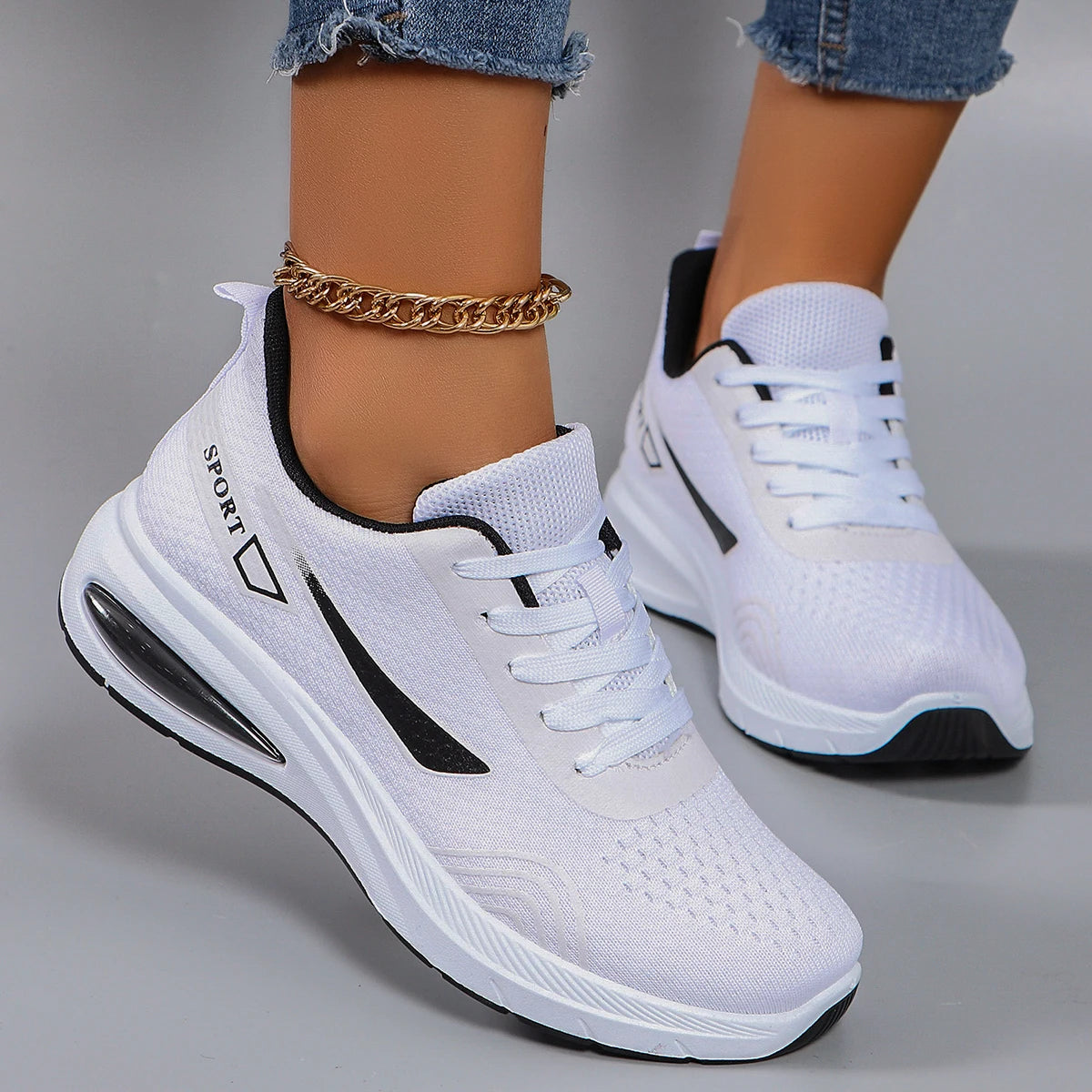 Frühlings-Freizeitsportschuhe für Damen, modisch, atmungsaktiv, leicht, rutschfest, verschleißfest, flache Schuhe Hauptbild