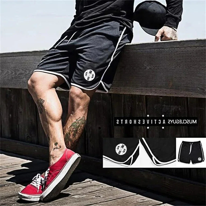 Sommer-Sport-Shorts, atmungsaktiv, Mesh, Herren, Kordelzug, elastische Hose, Lauftraining, Outdoor, Fitness, Jogging, gerade