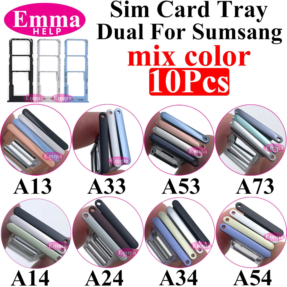10Pcs Dual-Karten-Telefon-SIM-SD-Kartenfach für Samsung Galaxy A14 A24 A34 A54 A13 A23 A33 A53 A73 SIM-Kartenhalter-Adapter-Schublade
