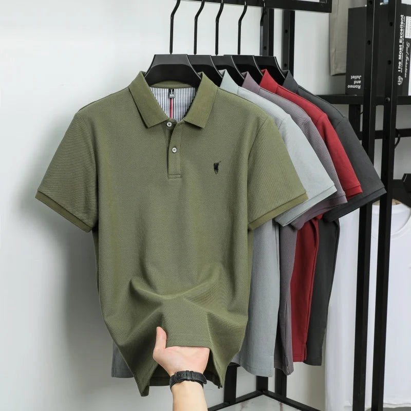 Polo-Shirt aus 100 % reiner Baumwolle, Kurzarm, High-End-Luxusmarke, Mode, Paul Pony Stickerei, Golf, Business Casual Herren T-Shirt