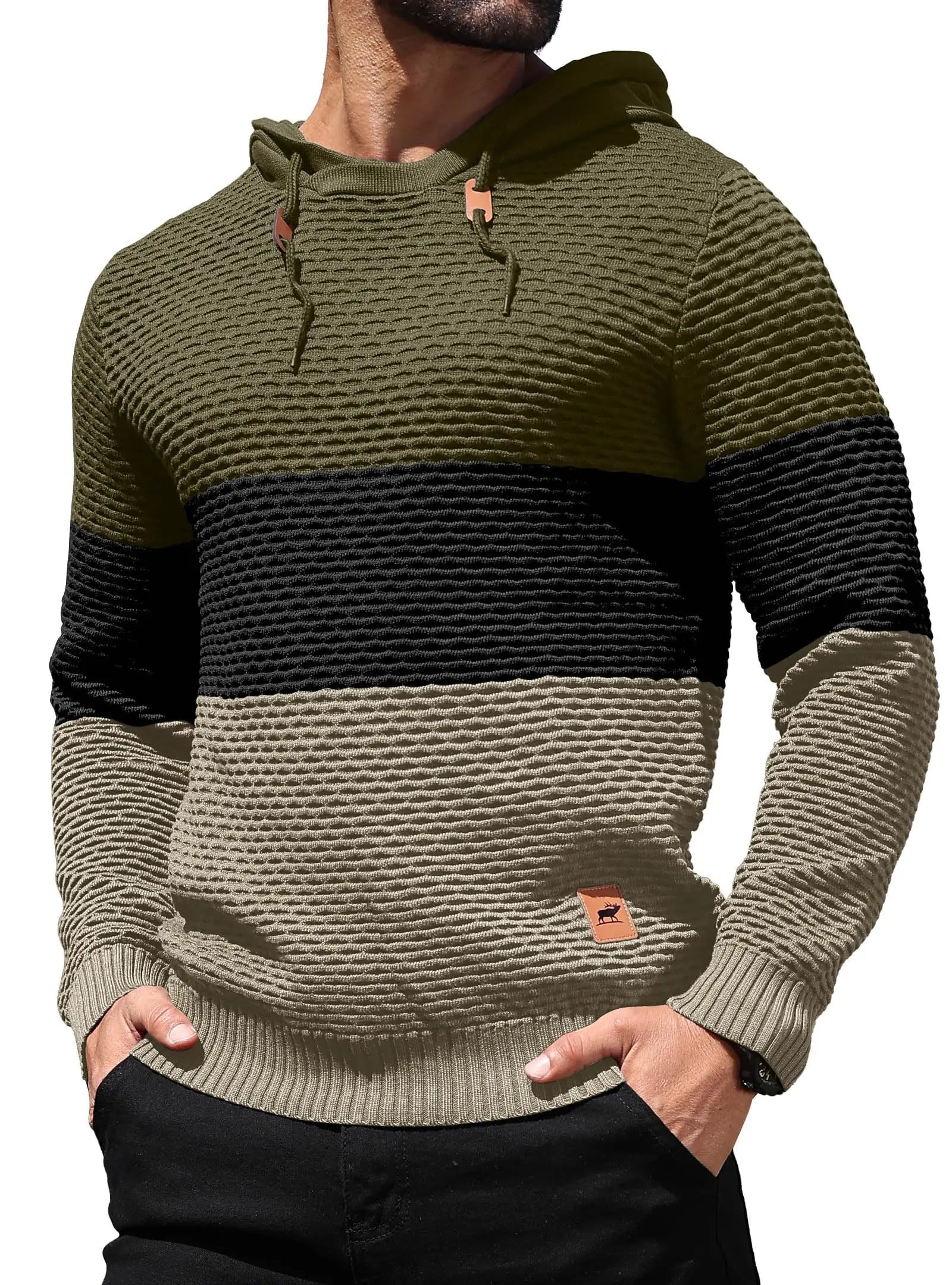 Herren Pullover Frühling Neu Sportlich Warm Figurbetont Gestrickt Pullover Hoodie Kordelzug Hoodies Freizeit Sweatshirt US Größe
