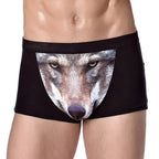 Herren Einzigartige 3D-gedruckte Wolfs-Adlerkopf-Flachwinkel-Hose mittelhohe Boxershorts Atmungsaktives gestricktes Modal-Gewebe