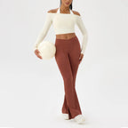 Yoga Langarm T-Shirt Damen Ein-Schulter Sexy Eng Anliegende Fitness-Oberteile Nude-Feel Schnelltrocknendes Sport Langarm Yoga Shirts