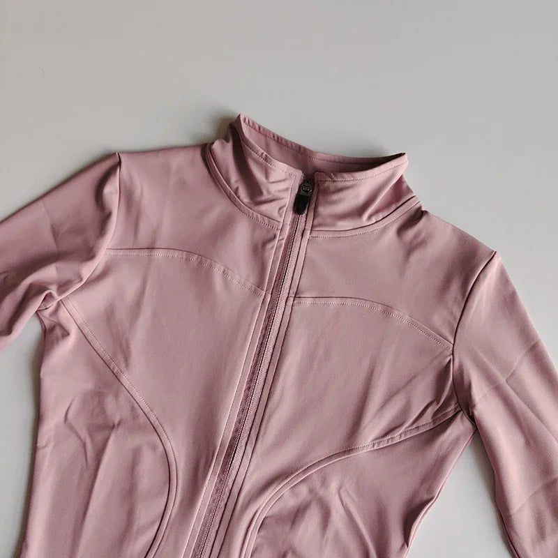 Slim Fit Sportjacke Stehkragen Reißverschlussmantel Sport Fitness Yoga Kleidung Plus Samtjacke Schlankheits-Schnelltrocknender Anzug