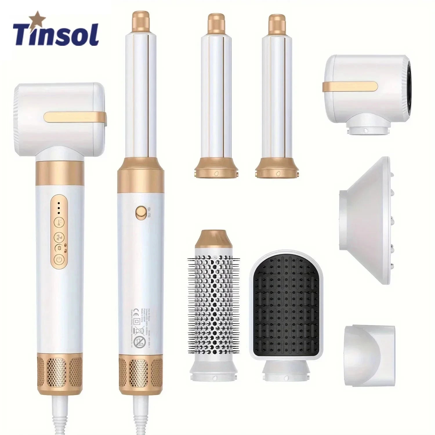Tinsol 7-in-1 Warmluftbürste Bürstenloser Hochgeschwindigkeits-Haartrockner mit Diffusor Ionen-Haartrockner Warmluft-Stylingkamm Lockenwickler Hauptbild