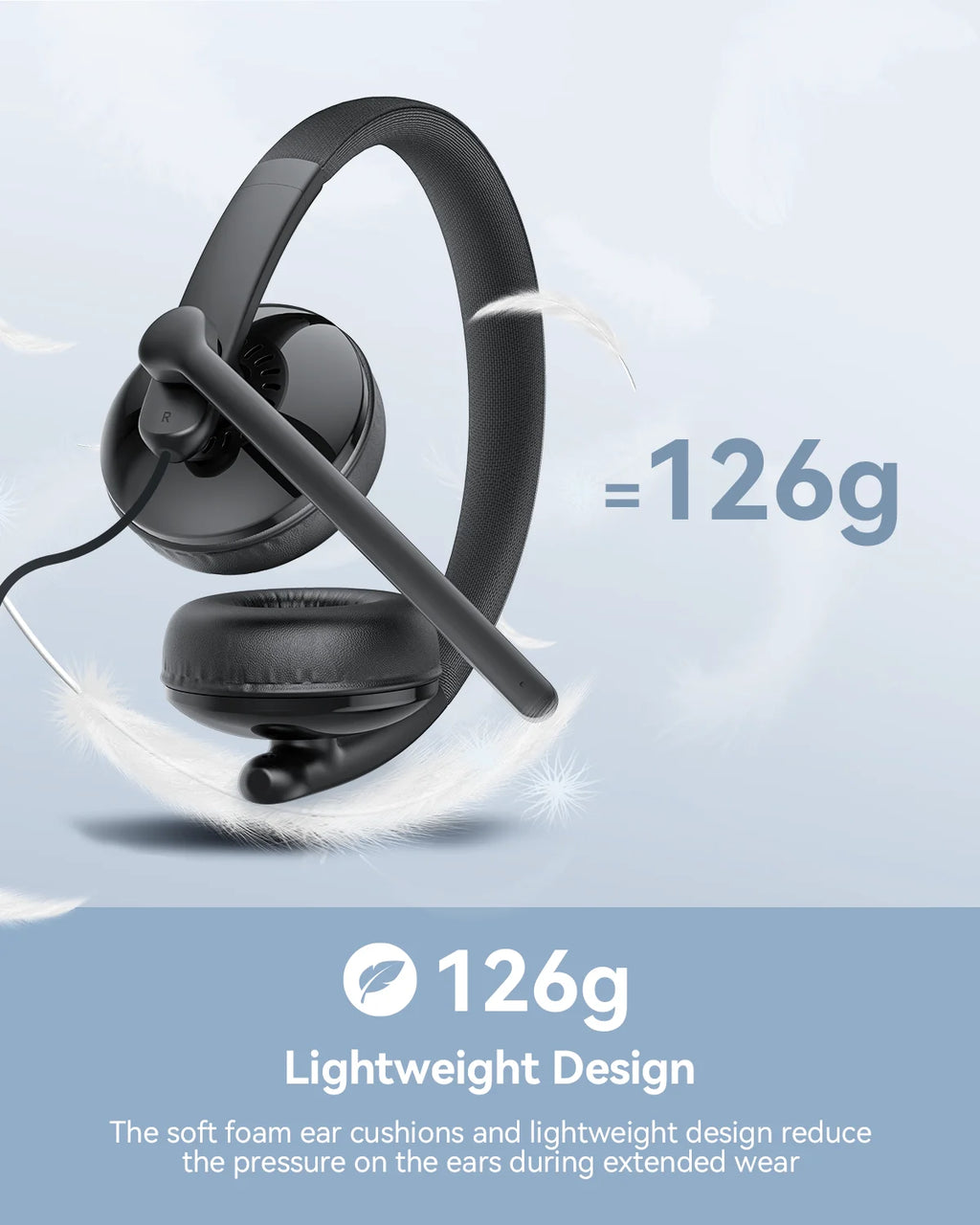 EMEET Kabelgebundenes Headset mit Mikrofon, Callcenter USB-Kopfhörer, ENC-Geräuschunterdrückung, Office-Kabel-Kopfhörer für Telefon/PC-Computer