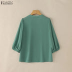 Summer Solid Color Blouse 2026 ZANZEA Women Tops Trend Casual O Neck Short Sleeve Blusas Female Elegant OL Work Shirt Mujer