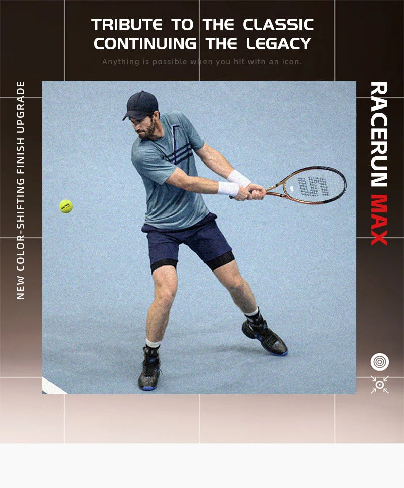 RaceRun-MAX Carbon-Verbund Tennisschläger, 295±10g Leichtgewicht, 325mm Balance, einteiliger stabiler Rahmen, 50-60lbs, für Fortgeschrittene