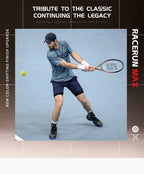 RaceRun-MAX Carbon-Verbund Tennisschläger, 295±10g Leichtgewicht, 325mm Balance, einteiliger stabiler Rahmen, 50-60lbs, für Fortgeschrittene