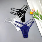 3 Stück Spitze Dünne Träger Tanga Frauen Tiefe Taille Sexy Perspektive Unterwäsche Damen Transparenter G-String Slip Plus Size T-Rücken