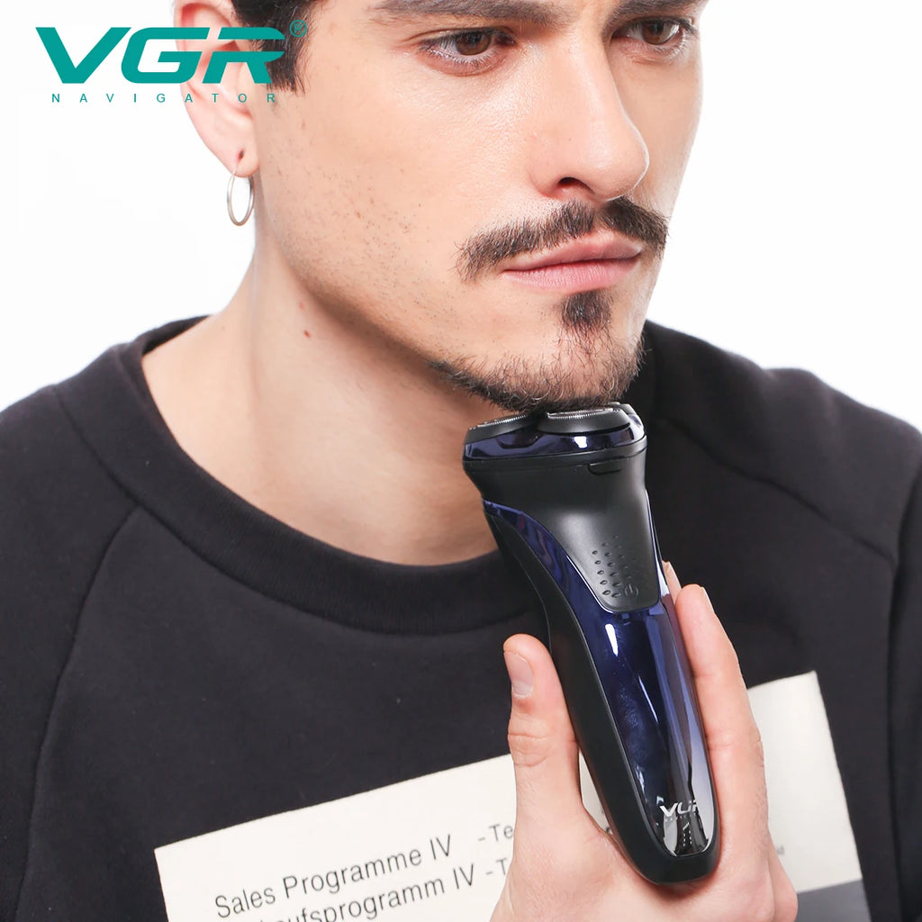 VGR Elektrorasierer Professioneller Rasierer Wasserdichter Bartschneider Rotations-3D-Schwimmrasur Wiederaufladbar Elektrisch für Herren V-306