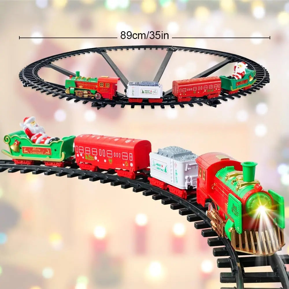 VATOS Hängender Weihnachtszug Spielzeug mit Licht und Sound, Zug um den Weihnachtsbaum, Dekoration, Geschenk, Indoor-Spielzeug für Kinder
