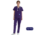 V-Ausschnitt Medizinische Uniform Sets für Damen Dreieckiger Ring Melange Schmale Stilloutfits Zahnärztliche Krankenhaus Arbeitsanzüge 202