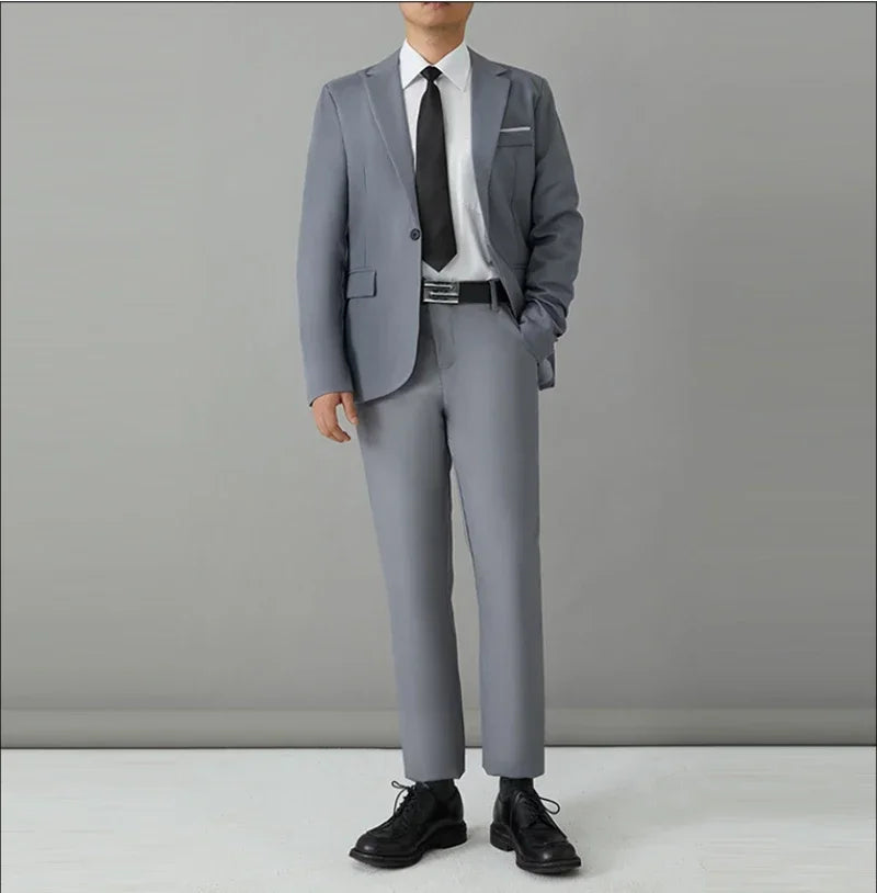 S-8XL Anzug Herrenmode Casual Outdoor (Blazer + Hose) Gentleman Business Hochzeit Slim-fit Formeller Britischer Stil Hochzeitsanzug