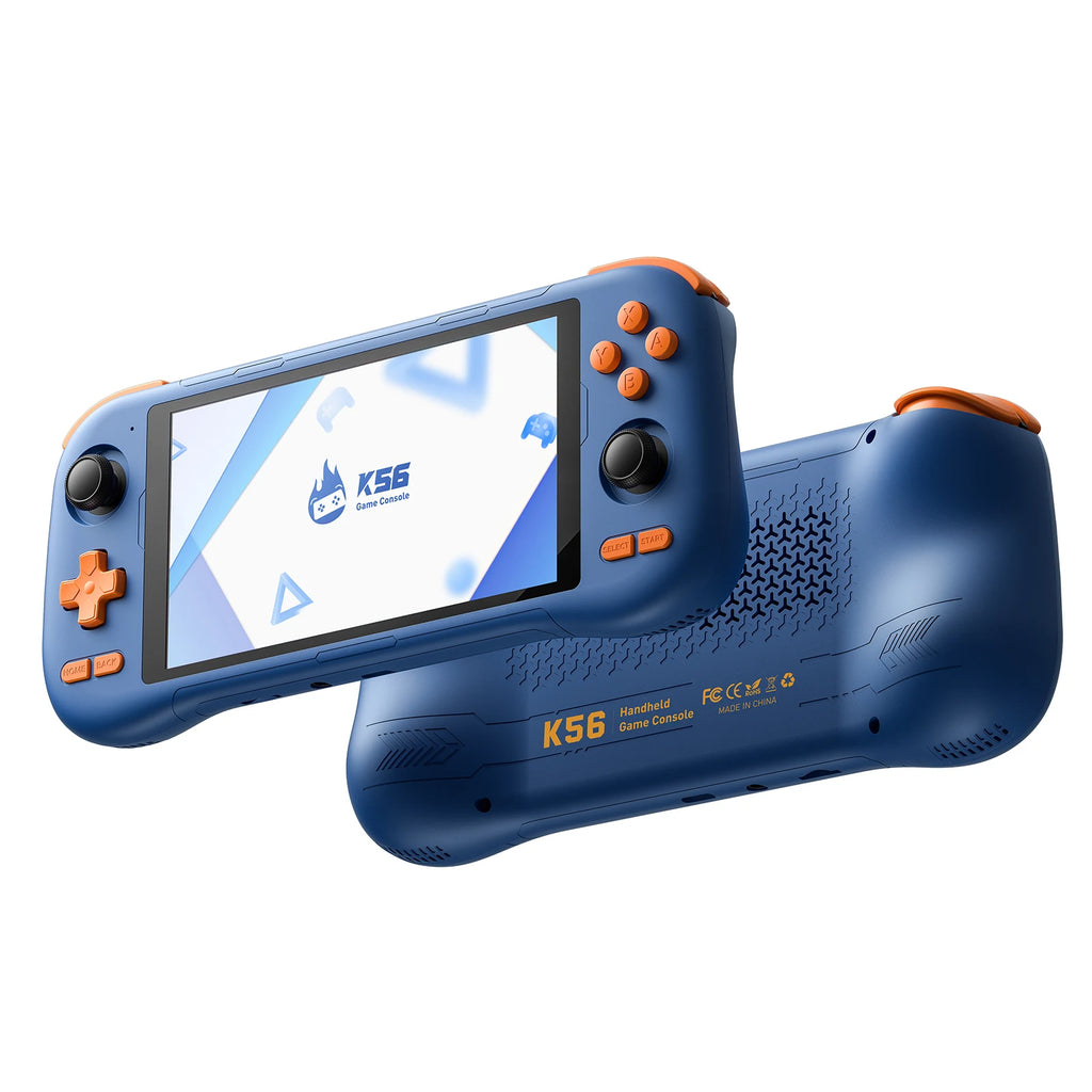 K56 Android 14 tragbare Gaming-Konsole mit 5,5-Zoll-Touchscreen und über 50 Retro-Videospiel-Emulatoren für DC/MAME/SS
