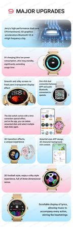 Fashion Zircon Smartwatch 1,46" AMOLED Bildschirm 5.4 Bluetooth Anruf Herzfrequenz Temperaturüberwachung Damen Smartwatch Schrittzähler