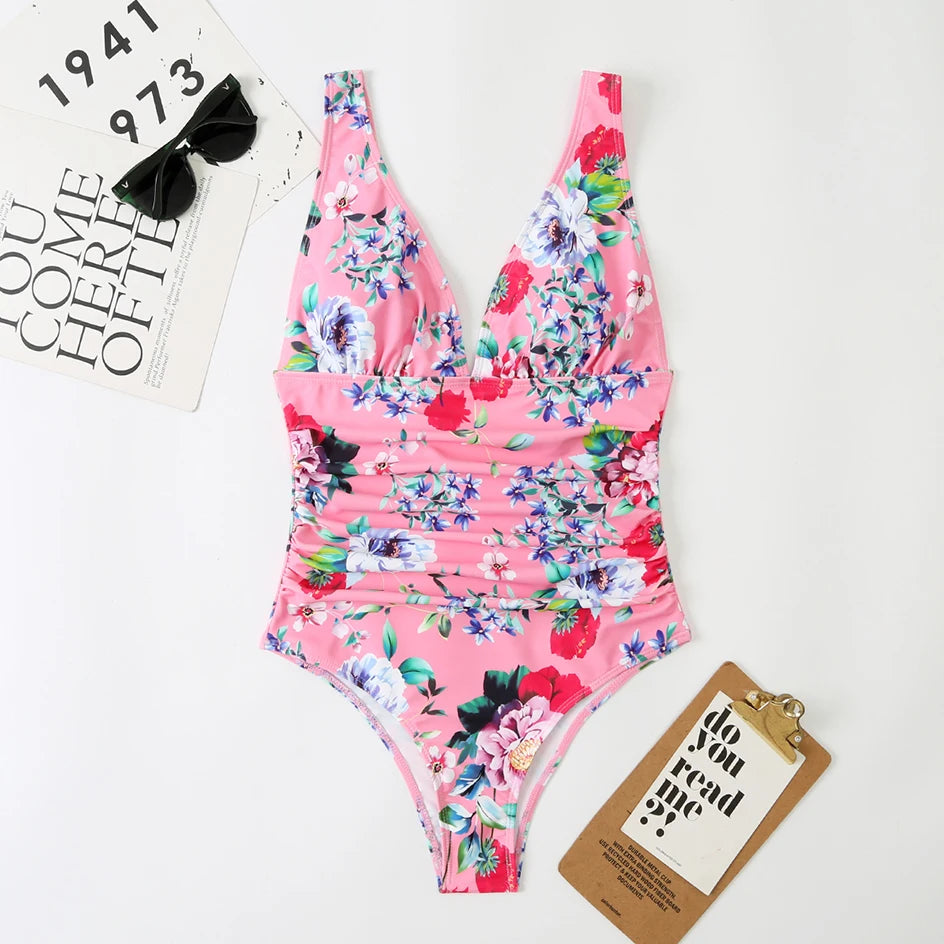 Sexy Bademode Damen Tiefer V-Ausschnitt Einteiliger Badeanzug 2026 Neuer Damen Badeanzug Damen Bodysuit Schwimmen für Strandbekleidung Monokini