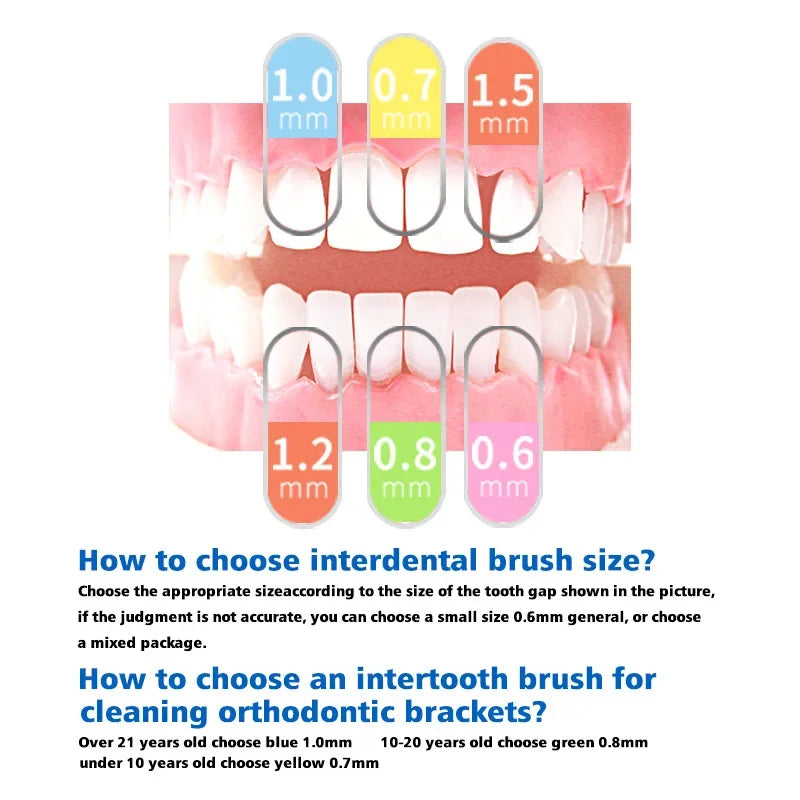 100x L-förmige Interdentalbürste mit Draht für Zahnspangen, Interdentalbürste, kieferorthopädische Zahnbürste, weiche Borsten, Mundpflege
