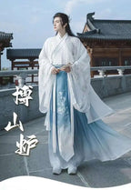 Originelles Chinesisches Blumenwolken Hanfu Kleid Herren Damen Traditionelles Weijin-Perioden Farbverlauf Kostüm Nischen Fee Cosplay Kleidung