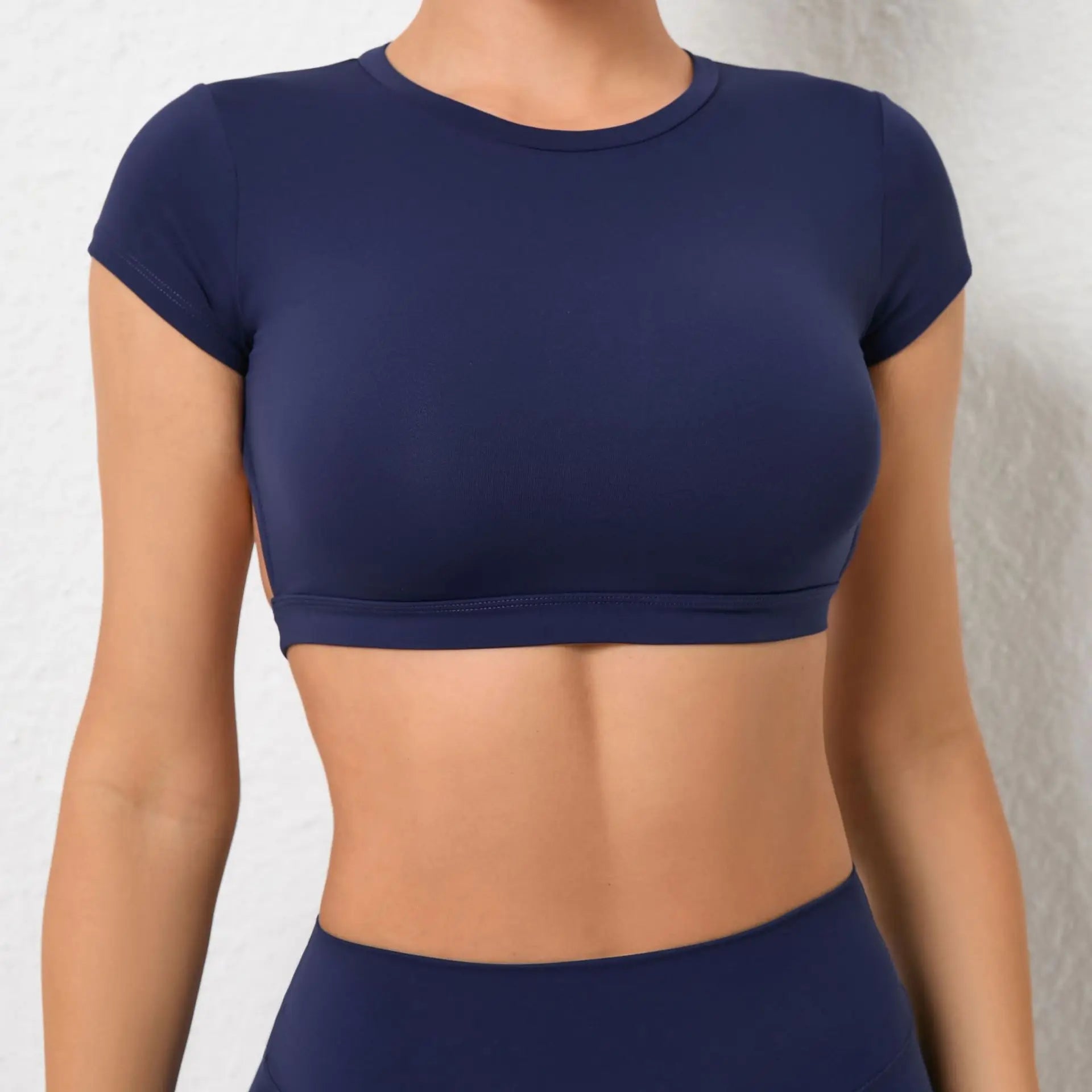 Hearuisavy Sommer Personalisierbare Sportshirts Workout Sportbekleidung Rückenloses Yoga-Kleidungsstück Brustpolster Sport Crop Tops Gym Top Damen