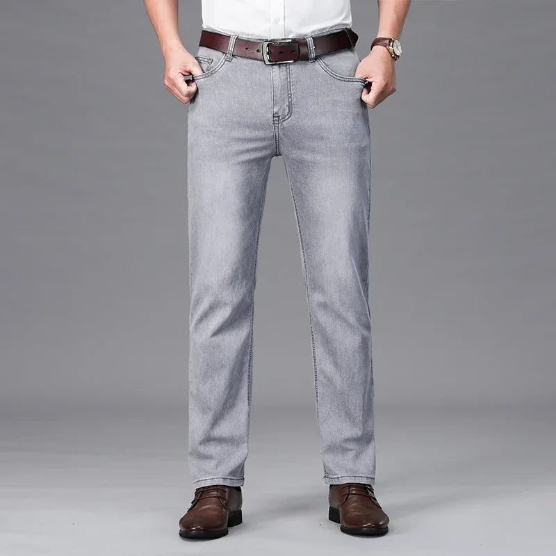 Herrenhose Büro Business Jeans Herren Klassische Blau Schwarz Baumwolle Stretch Straight Denim Hose Herren Marken Hosen