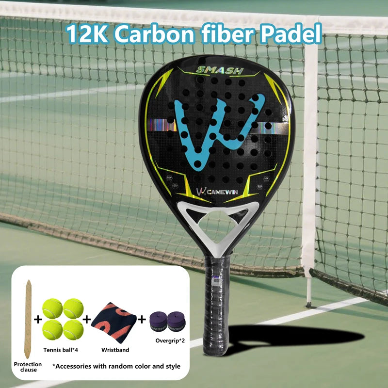 12K Carbonfaser-Padel-Schläger | mit EVA Memory Foam Baumwolle | Neuer Prozess Caged Tennisschläger | Board Style Schläger Hauptbild