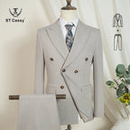 ST Cassy Dunkelblau Eleganter Herrenanzug 2-teiliges Set Moderne Hochzeitsanzüge für Herren Stilvoller Business-Büroanzug