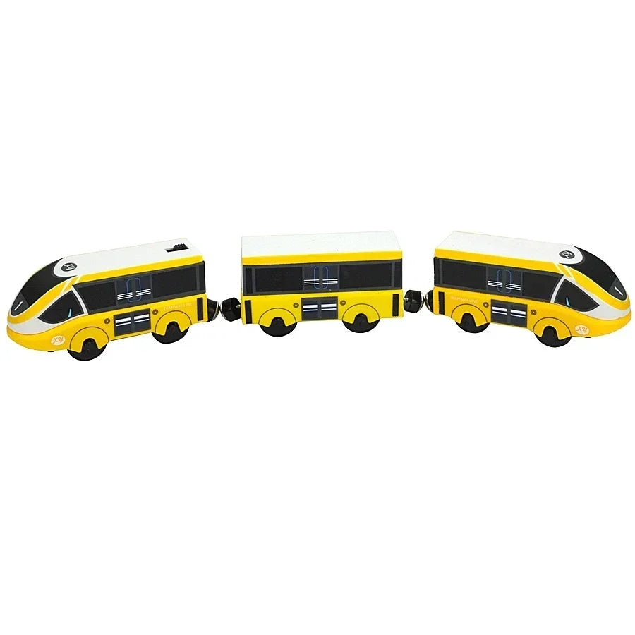 Holzzugspielzeug Zugstrecke Magnetischer Satz Elektrische Lokomotive Druckguss-Modellauto Passt auf alle Holzmarken Schienen für Kinder